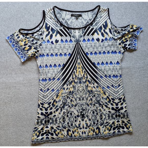 Calessa Women Top Large Cold Shoulder Wearable Art Animal Baroque Tunic‎ Soft - Picture 1 of 6